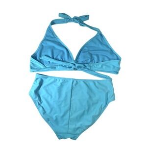 Breeza Two Piece Blue Halter‎ Bikini Large